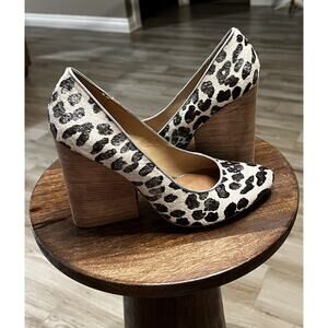 Matt Bernson Calf Hair White/Black Animal Print Heels - Size 7